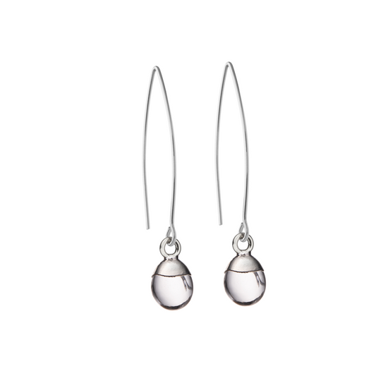 Quartz Tiny Tumbled Dropper Earrings | Healing (Silver) ) | Decadorn