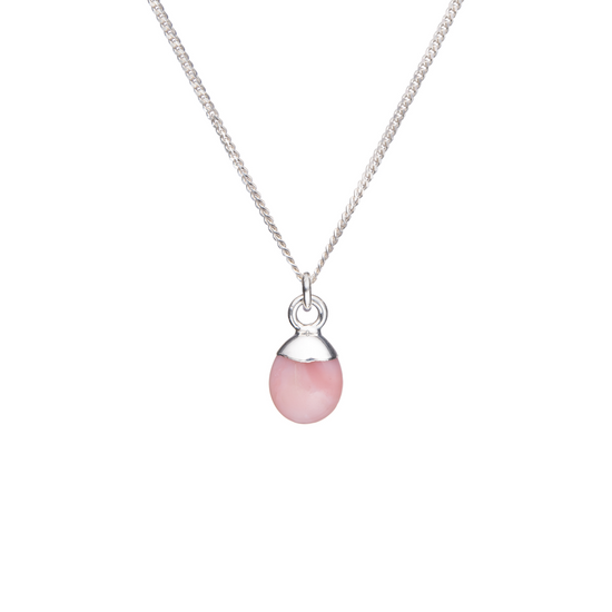 Pink Opal Tiny Tumbled Necklace |Love & Hope (Silver)