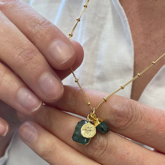 Emerald Gem Slice Triple Necklace | Hope (Gold Plated)