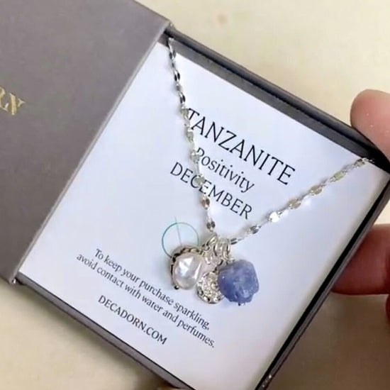 Tanzanite Moon Charm Necklace | Tanzanite (Silver)