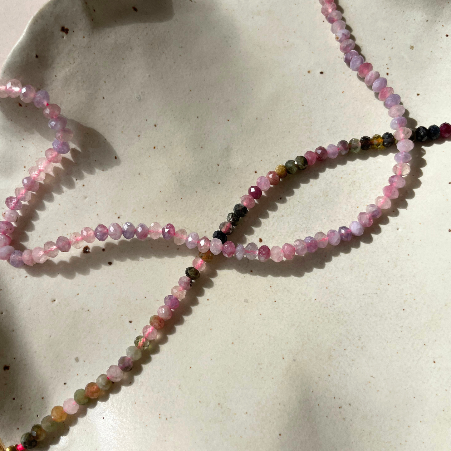 Light Pink Tourmaline Strand Necklace | Love & Calm (Gold)