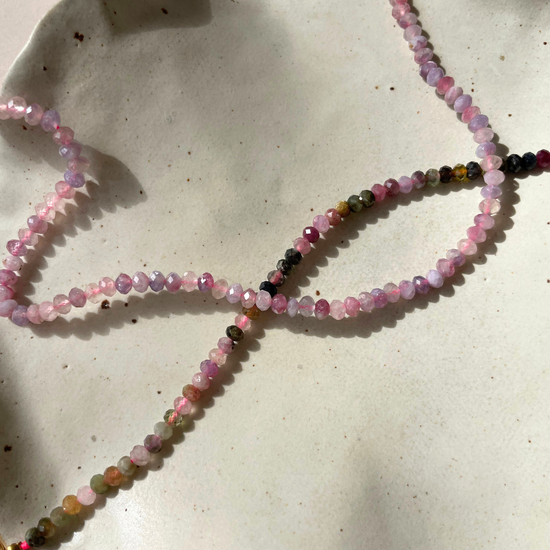 Light Pink Tourmaline Strand Necklace | Love & Calm (Gold)