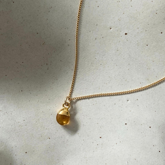 Load image into Gallery viewer, Citrine Tiny Tumbled Necklace | Success (Gold Plated)
