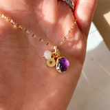 Amethyst Carved Triple Necklace | Calming (Gold)