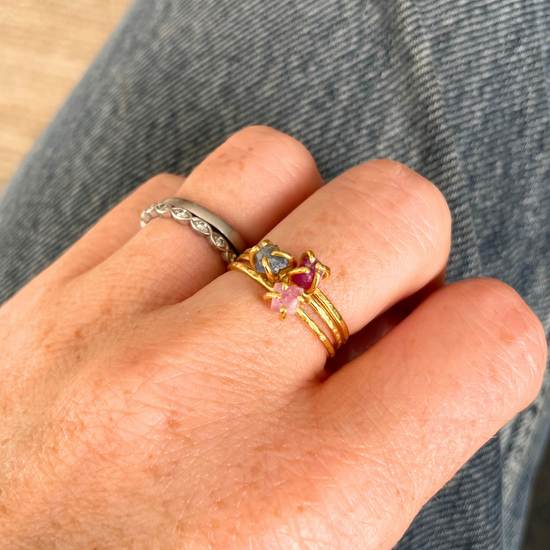 Imperfect Birthstone Ring | Raw Gemstone (Gold Plated)
