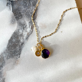 Amethyst Carved Triple Necklace | Calming (Gold)