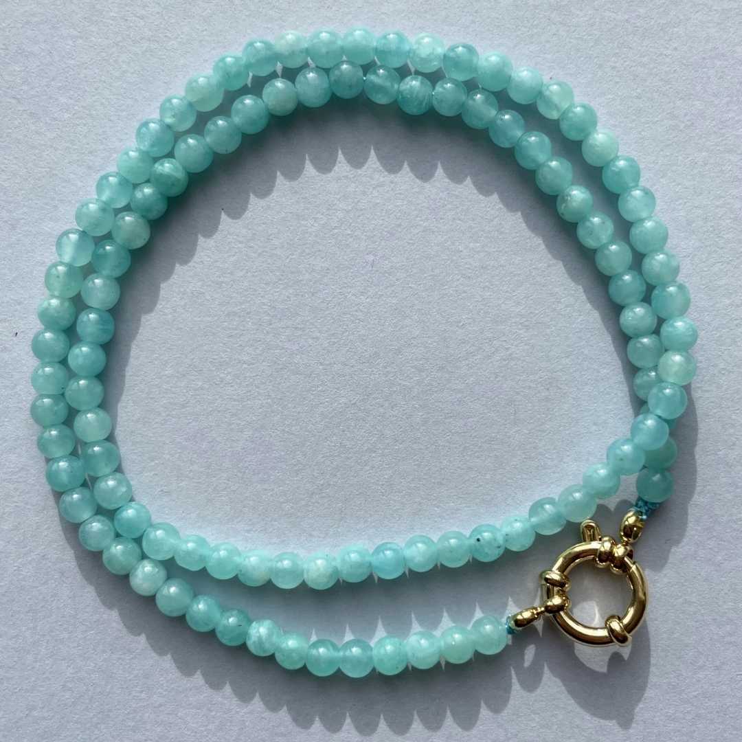 Amazonite Beaded Strand Necklace | Confidence (Gold)