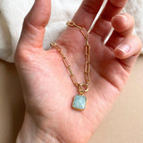 Amazonite Gem Slice Necklace | Confidence (Gold Plated)