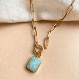 Amazonite Gem Slice Necklace | Confidence (Gold Plated)