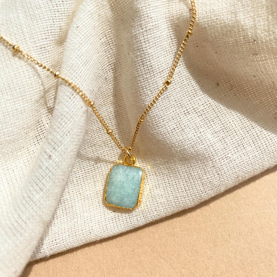 Amazonite Gem Slice Necklace | Confidence (Gold Plated)