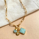 Amazonite Gem Slice Triple Necklace | Confidence (Gold plated)