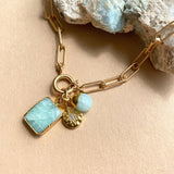Amazonite Gem Slice Triple Necklace | Confidence (Gold plated)