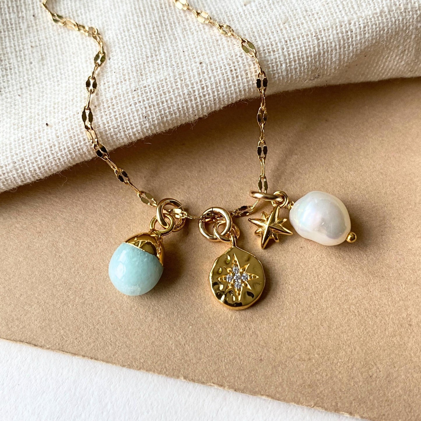 Amazonite Charm Necklace | Confidence (Gold Plated)