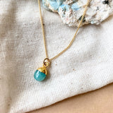 Amazonite Tiny Tumbled Necklace | Confidence (Gold Plated)