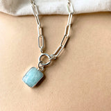 Amazonite Gem Slice Necklace | Confidence (Silver)