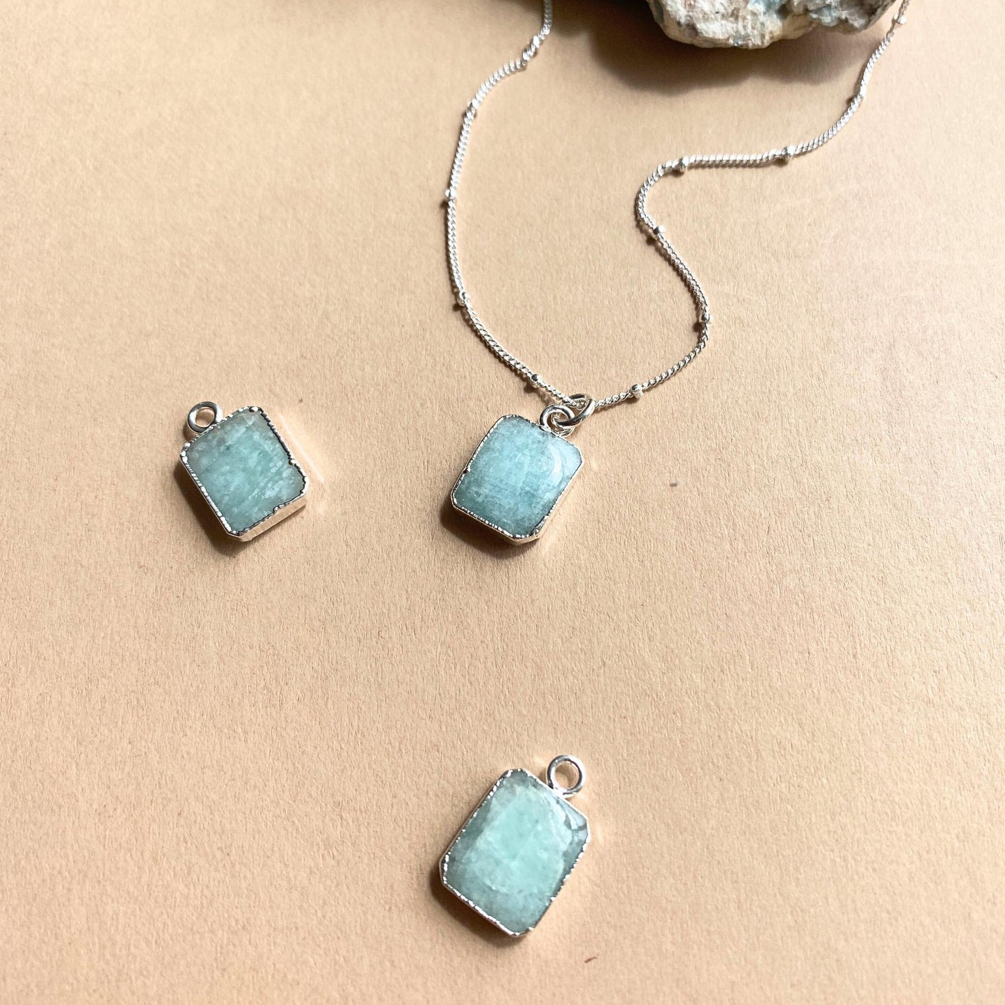 Amazonite Gem Slice Necklace | Confidence (Silver)