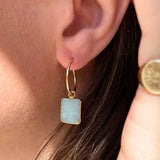 Amazonite Gem Slice Hoop Earrings | Confidence (Gold)