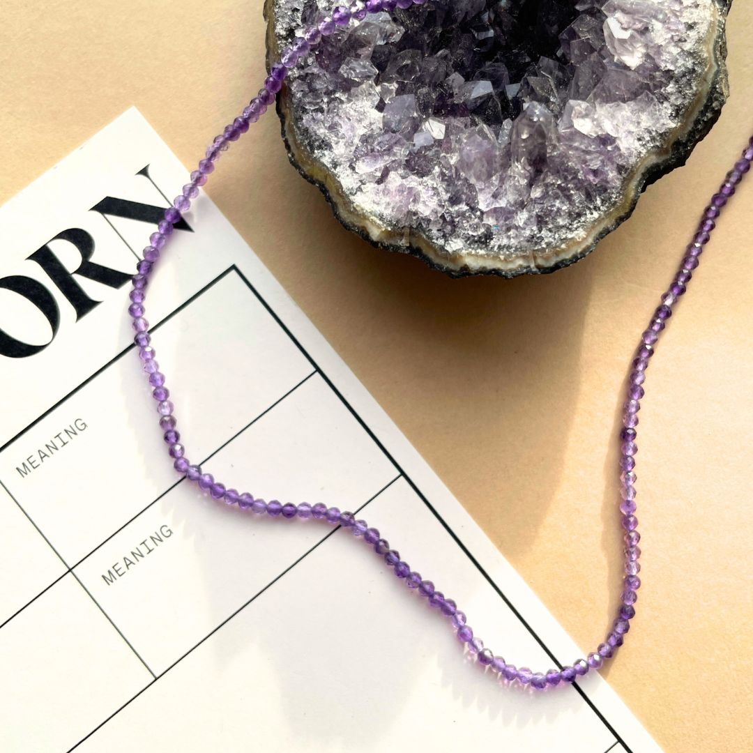 Amethyst Strand Necklace | Calming (Gold)