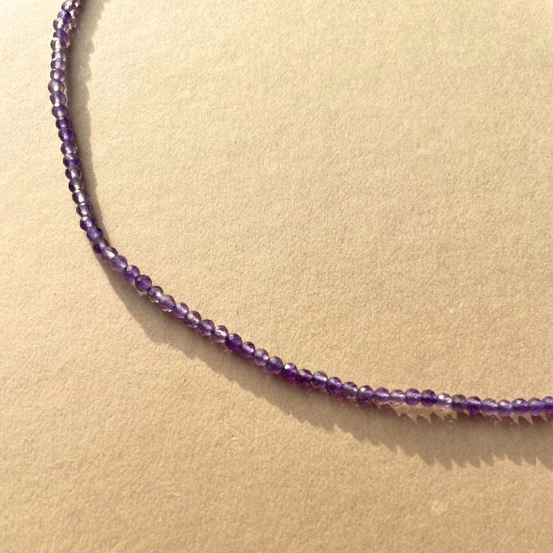 Amethyst Strand Necklace | Calming (Silver)