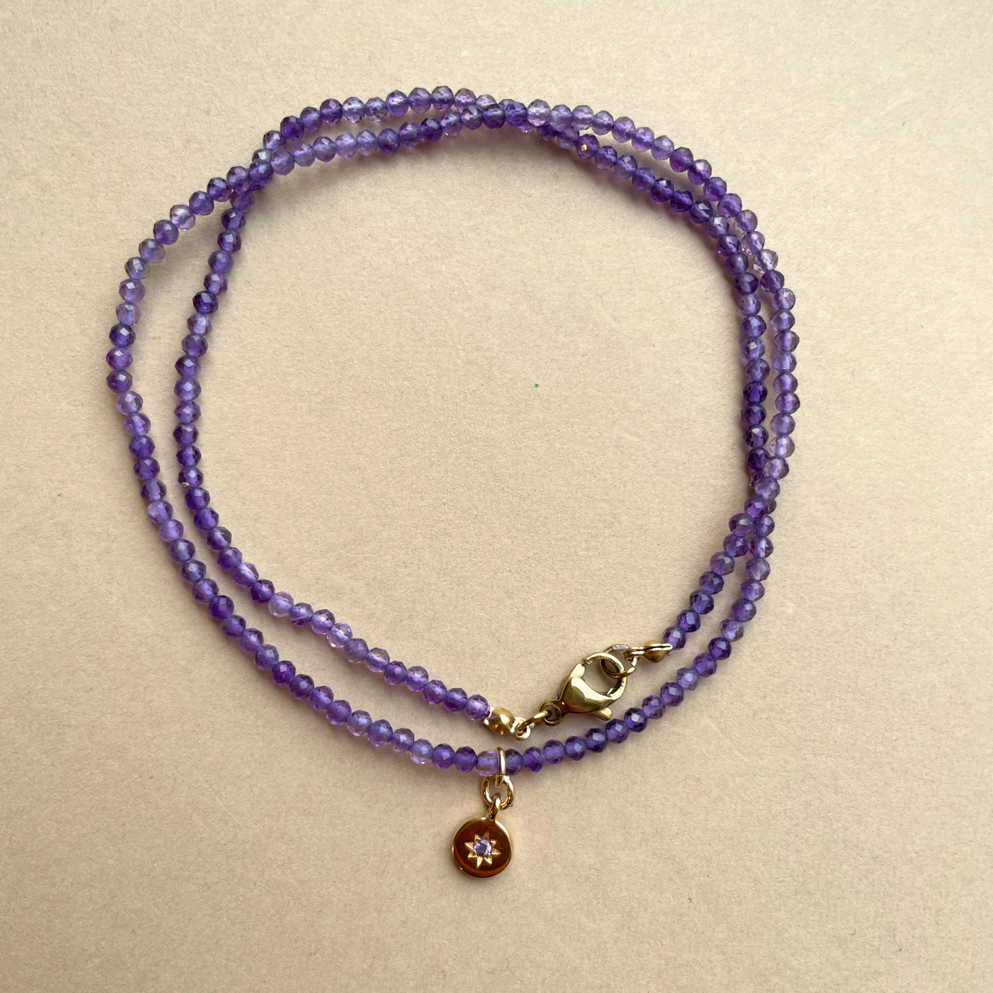 Amethyst Strand Necklace | Calming (Gold)