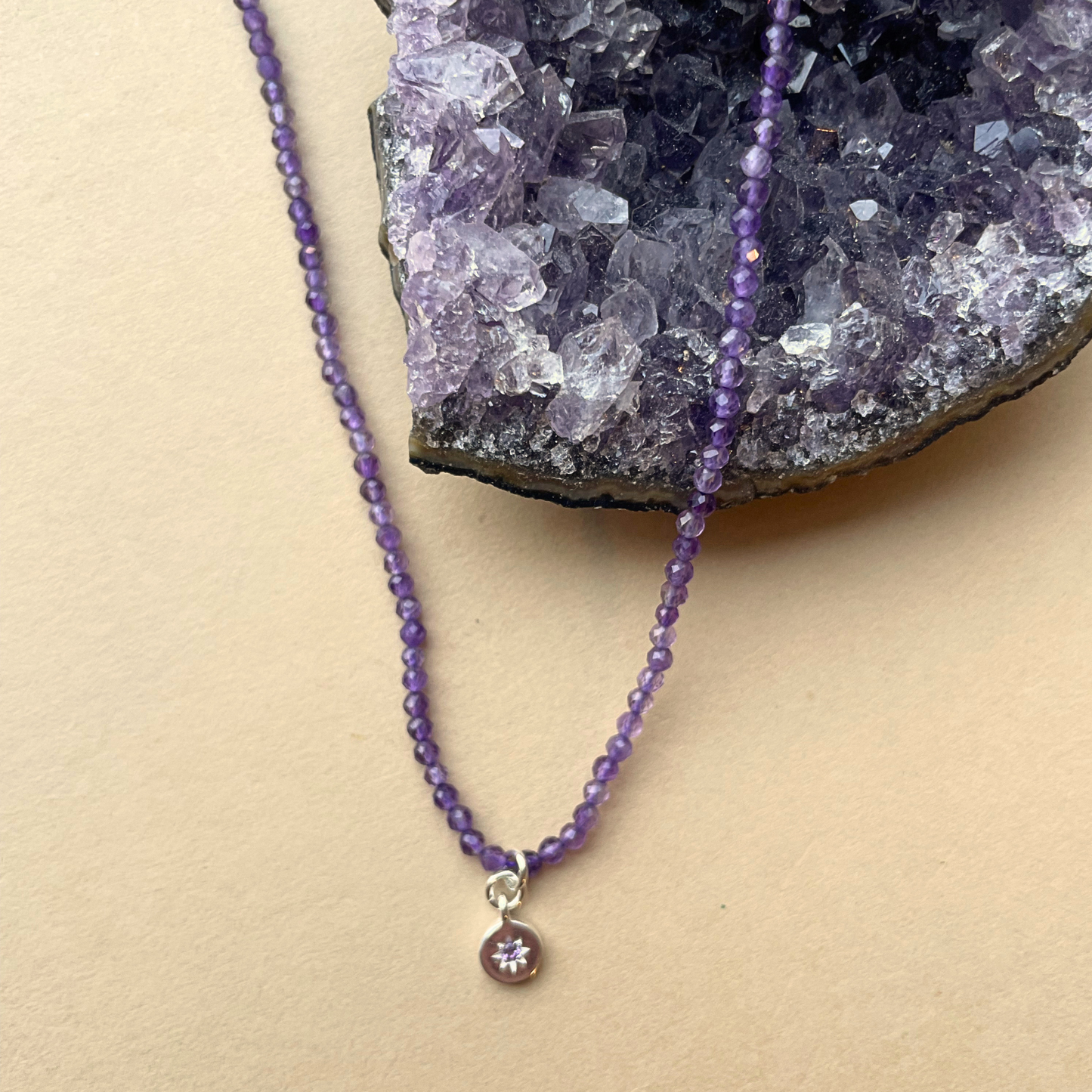 Amethyst Strand Necklace | Calming (Silver)