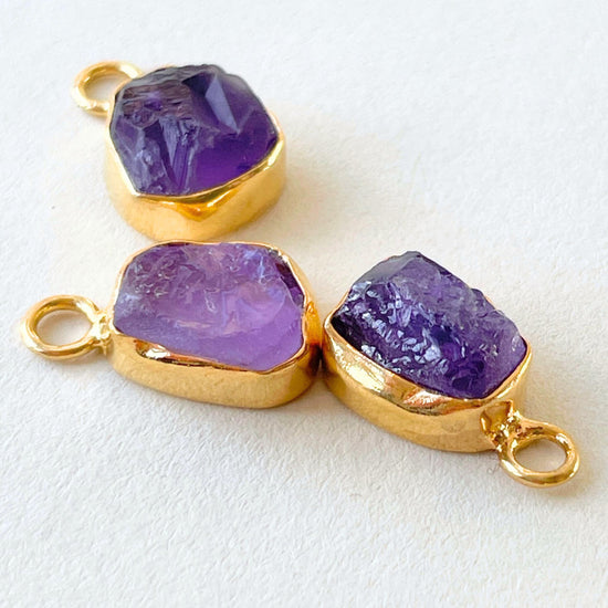 Amethyst Carved Chunky Chain Necklace | Calming (Gold Plated)