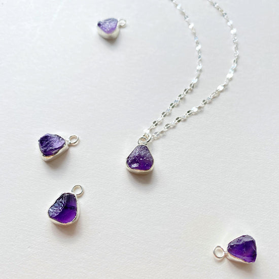 Amethyst Carved Vintage Chain Necklace | Calming (Sterling Silver)