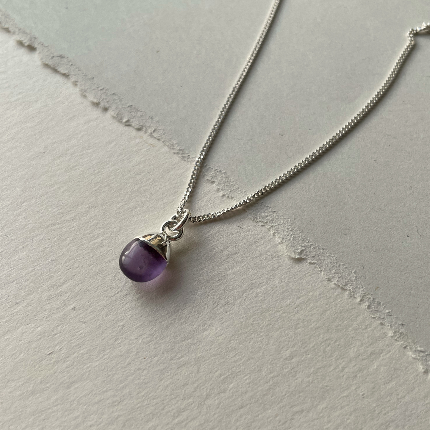 Bridesmaid | Tumbled Gemstone Necklace (Silver)