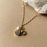 Special Edition Herkimer & Quartz Carved Triple Necklace | Strength & Healing (Gold Plated)
