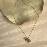 Aquamarine Gem Slice Triple Necklace | Serenity (Gold plated)