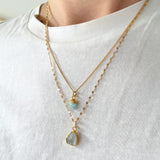 Aquamarine Carved Necklace | Serenity (Gold Plated)