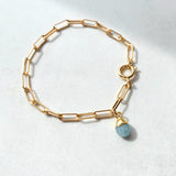 Aquamarine Tiny Tumbled Chunky Chain Bracelet | Serenity (Gold Plated)