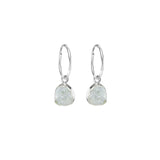 Aquamarine Carved Hoop Earrings | Serenity (Sterling Silver)