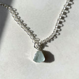 Aquamarine Carved Belcher Chain Necklace | Serenity (Sterling Silver)