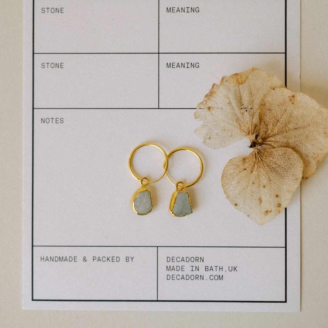 Aquamarine Carved Hoop Earrings Serenity