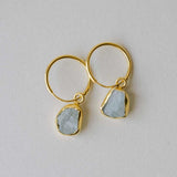 Aquamarine Carved Hoop Earrings | Serenity (Gold)