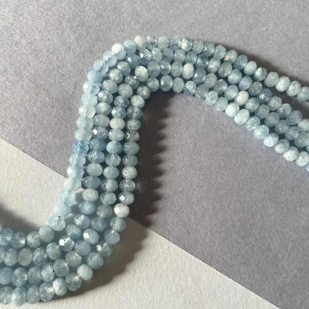 Aquamarine Faceted Strand Necklace | Serenity (Gold & Silver)