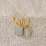 Aquamarine Gem Slice Hoop Earrings | Serenity (Gold Fill)