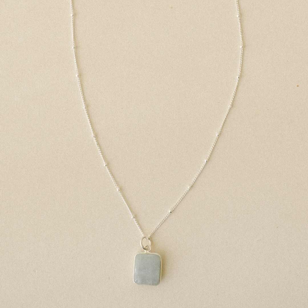 Aquamarine Gem Slice Necklace | Serenity (Silver)