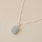 Aquamarine Gem Slice Necklace | Serenity (Silver)