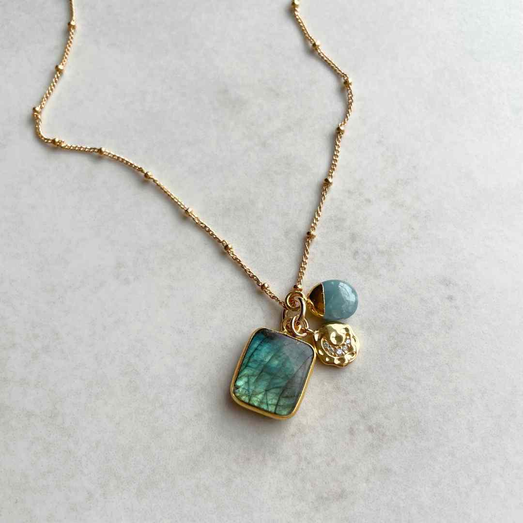 CREATE YOUR OWN | Gem Slice Triple Necklace (Gold Plated)