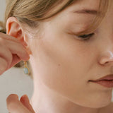Aquamarine Mini Dome Ear Wire Earrings | Serenity (Gold Fill)