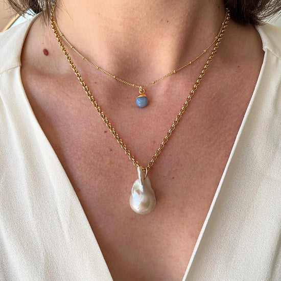 Freshwater Baroque Pearl Belcher Chain Necklace (Gold Plated)