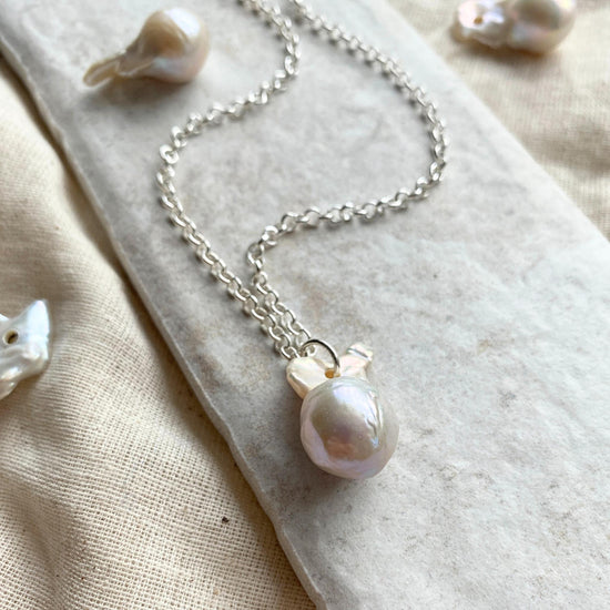 Freshwater Baroque Pearl Belcher Chain Necklace (Sterling Silver)