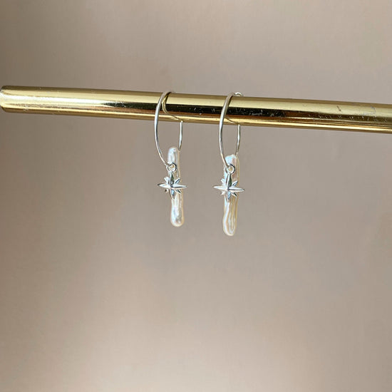 Freshwater Stem Pearl Hoop Earrings (Sterling Silver)