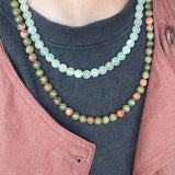 Unakite Earthstone Strand Necklace (Silver)