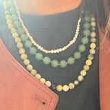 Flower Jade Earthstone Strand Necklace (Silver)
