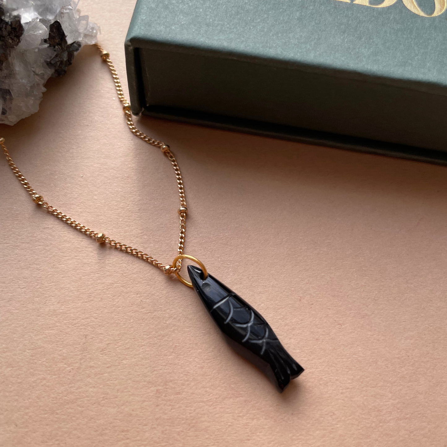 The Lone Fish Necklace | Black Onyx