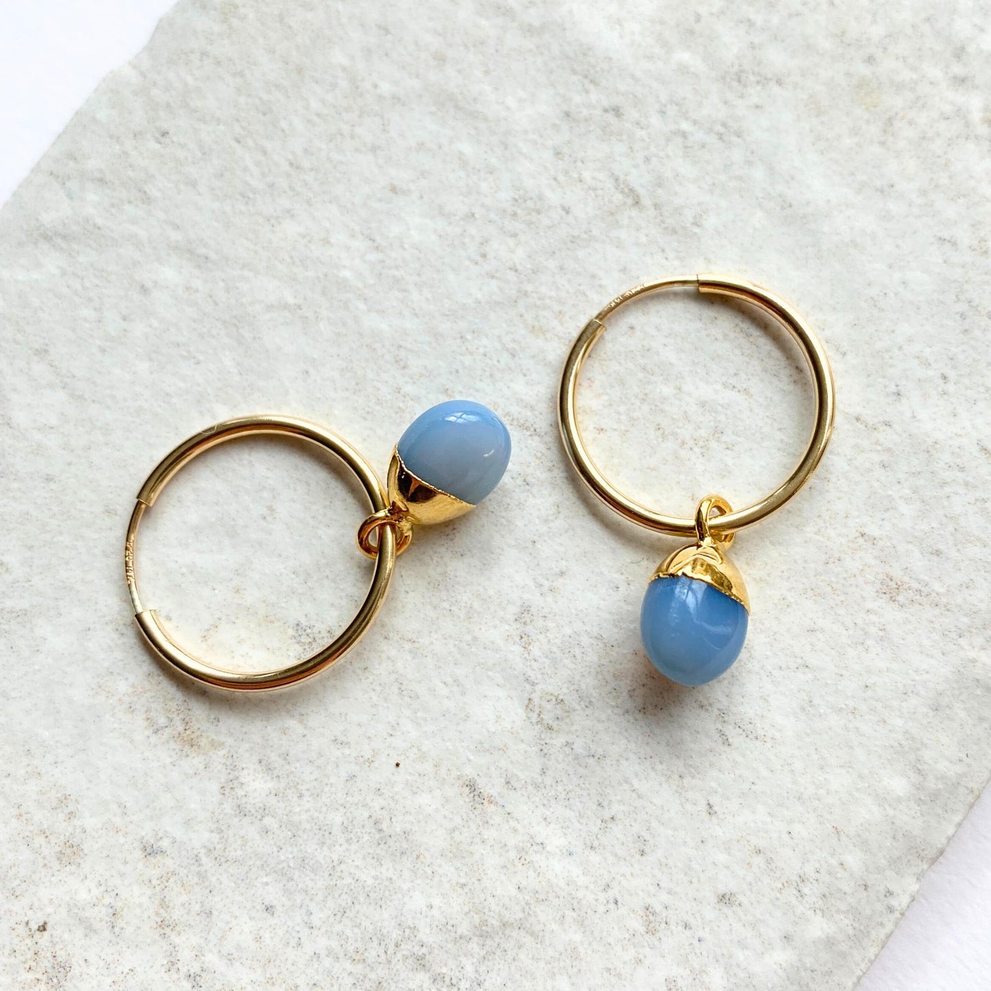 Blue Opal Tiny Tumbled Earrings | Purity (Gold Fill)