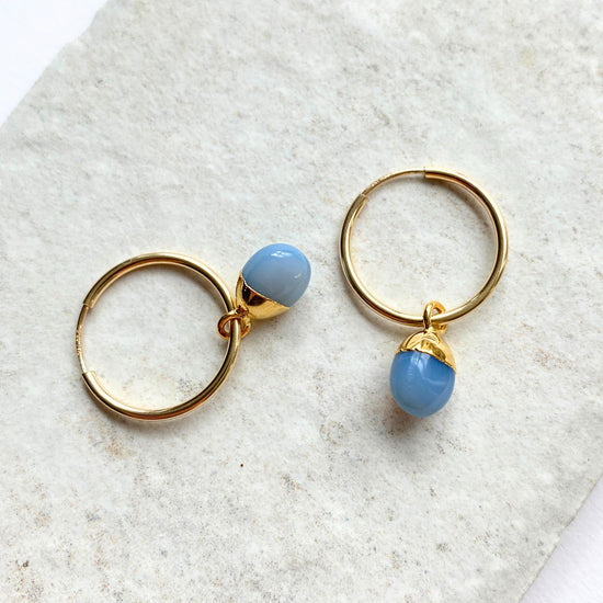 Blue Opal Tiny Tumbled Earrings | Purity (Gold Fill)